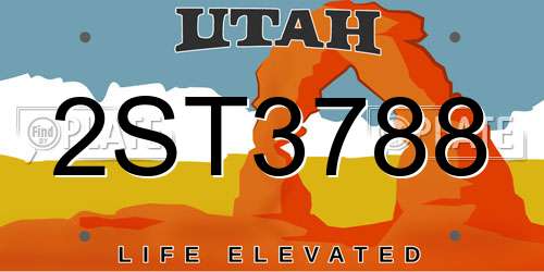 2ST3788 Utah License Plate