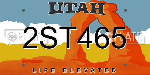 2ST465 Utah License Plate