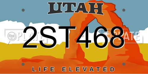2ST468 Utah License Plate