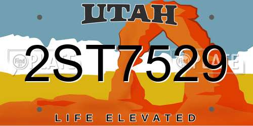 2ST7529 Utah License Plate