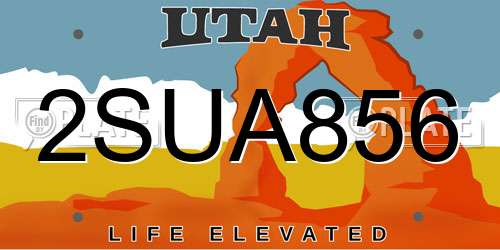 2SUA856 Utah License Plate