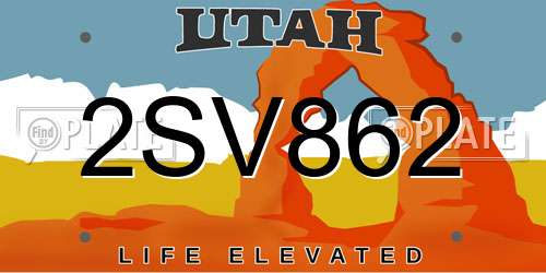 2SV862 Utah License Plate
