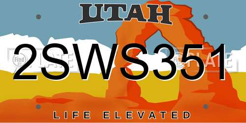 2SWS351 Utah License Plate