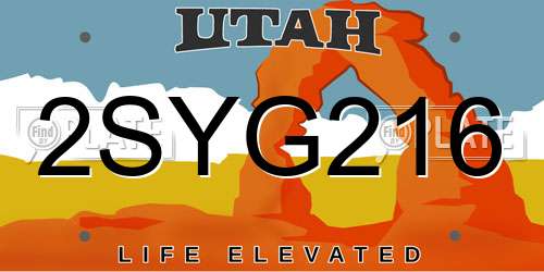 2SYG216 Utah License Plate