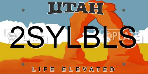 2SYLBLS Utah License Plate