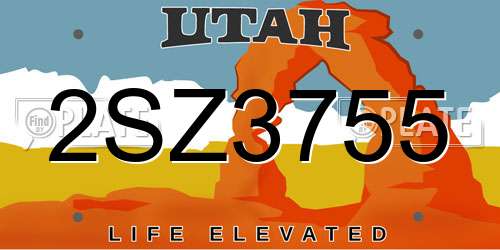 2SZ3755 Utah License Plate