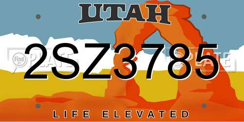 2SZ3785 Utah License Plate