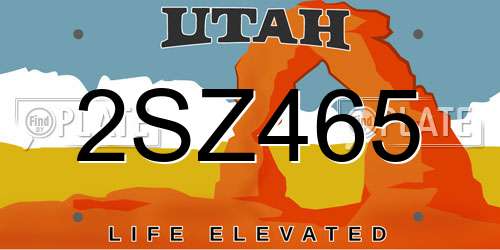 2SZ465 Utah License Plate