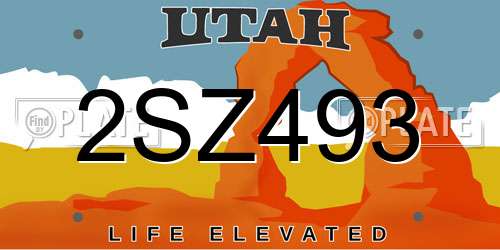 2SZ493 Utah License Plate