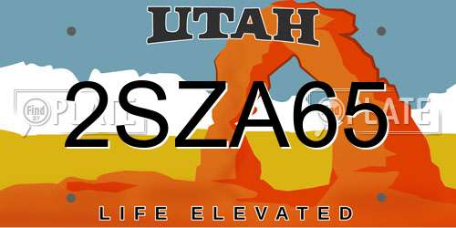 2SZA65 Utah License Plate