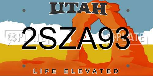 2SZA93 Utah License Plate