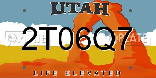 2T06Q7 Utah License Plate