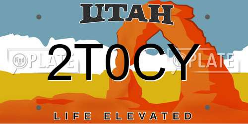 2T0CY Utah License Plate