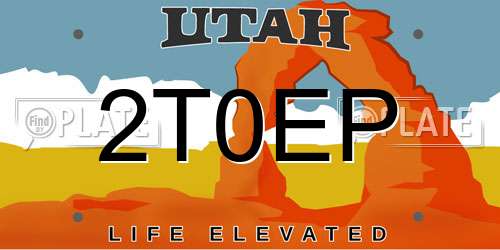 2T0EP Utah License Plate