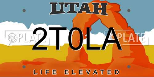 2T0LA Utah License Plate