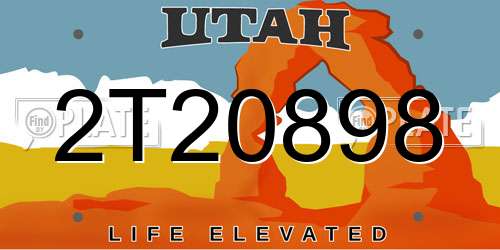 2T20898 Utah License Plate