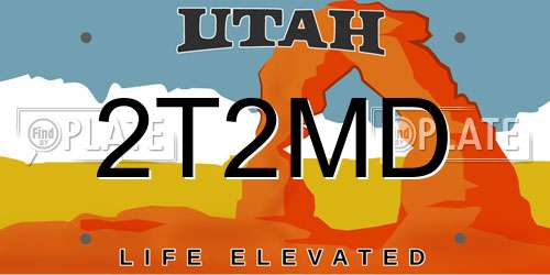 2T2MD Utah License Plate