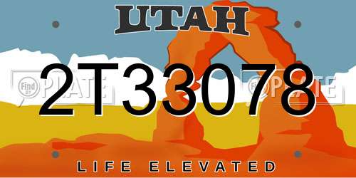 2T33078 Utah License Plate