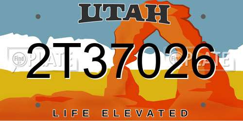 2T37026 Utah License Plate