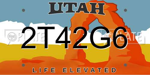 2T42G6 Utah License Plate