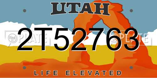 2T52763 Utah License Plate