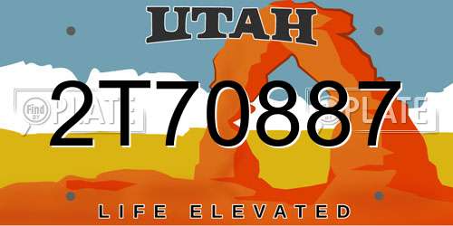 2T70887 Utah License Plate