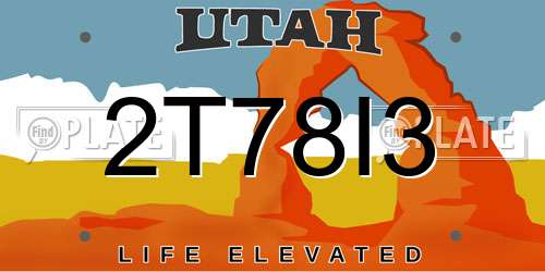 2T78I3 Utah License Plate