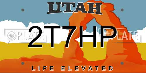2T7HP Utah License Plate
