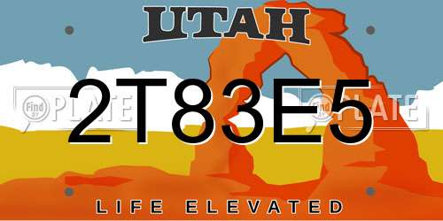 2T83E5 Utah License Plate