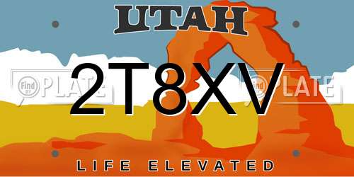 2T8XV Utah License Plate