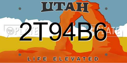 2T94B6 Utah License Plate