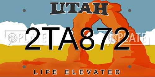 2TA872 Utah License Plate
