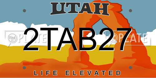 2TAB27 Utah License Plate