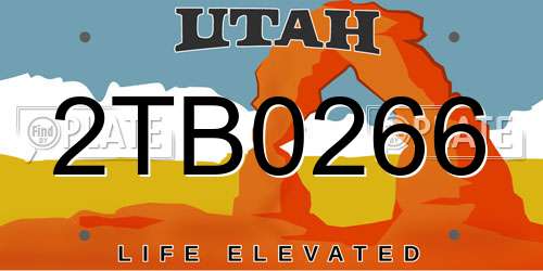 2TB0266 Utah License Plate