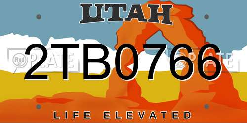 2TB0766 Utah License Plate
