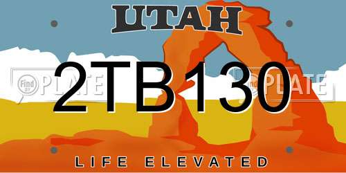 2TB130 Utah License Plate