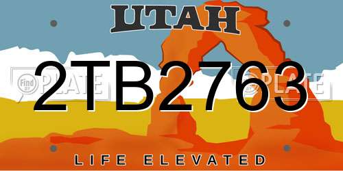 2TB2763 Utah License Plate