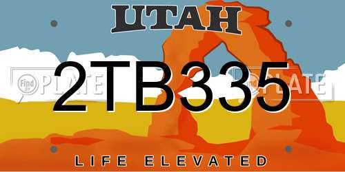 2TB335 Utah License Plate