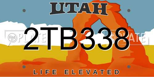 2TB338 Utah License Plate