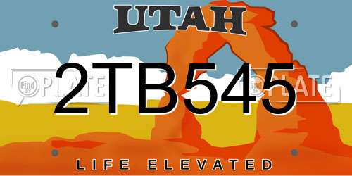 2TB545 Utah License Plate