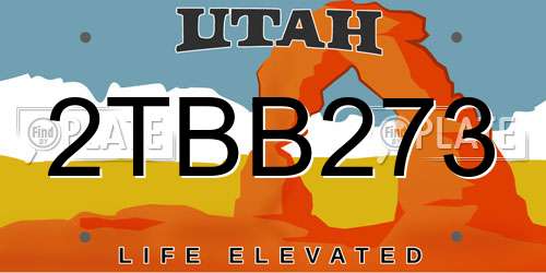 2TBB273 Utah License Plate