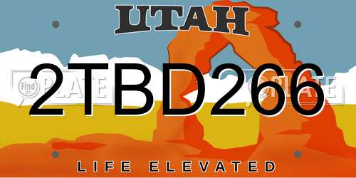 2TBD266 Utah License Plate