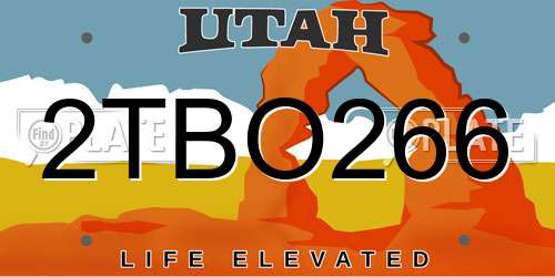 2TBO266 Utah License Plate