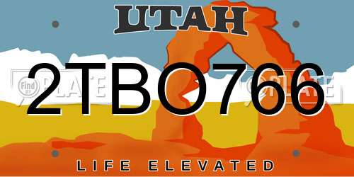 2TBO766 Utah License Plate