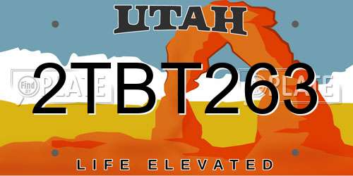 2TBT263 Utah License Plate
