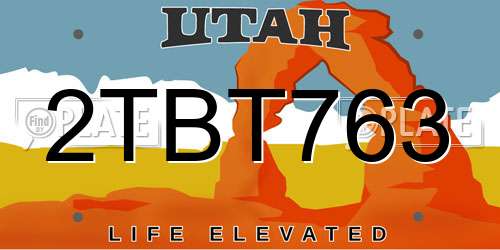 2TBT763 Utah License Plate