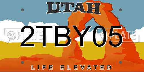 2TBY05 Utah License Plate