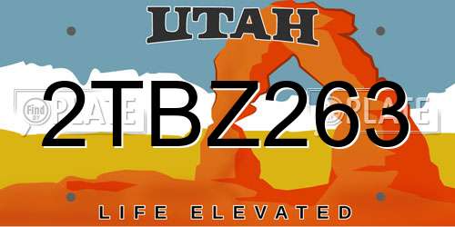2TBZ263 Utah License Plate