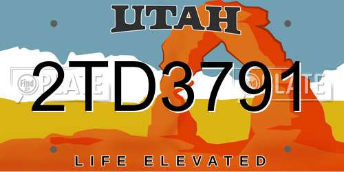2TD3791 Utah License Plate