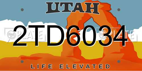2TD6034 Utah License Plate